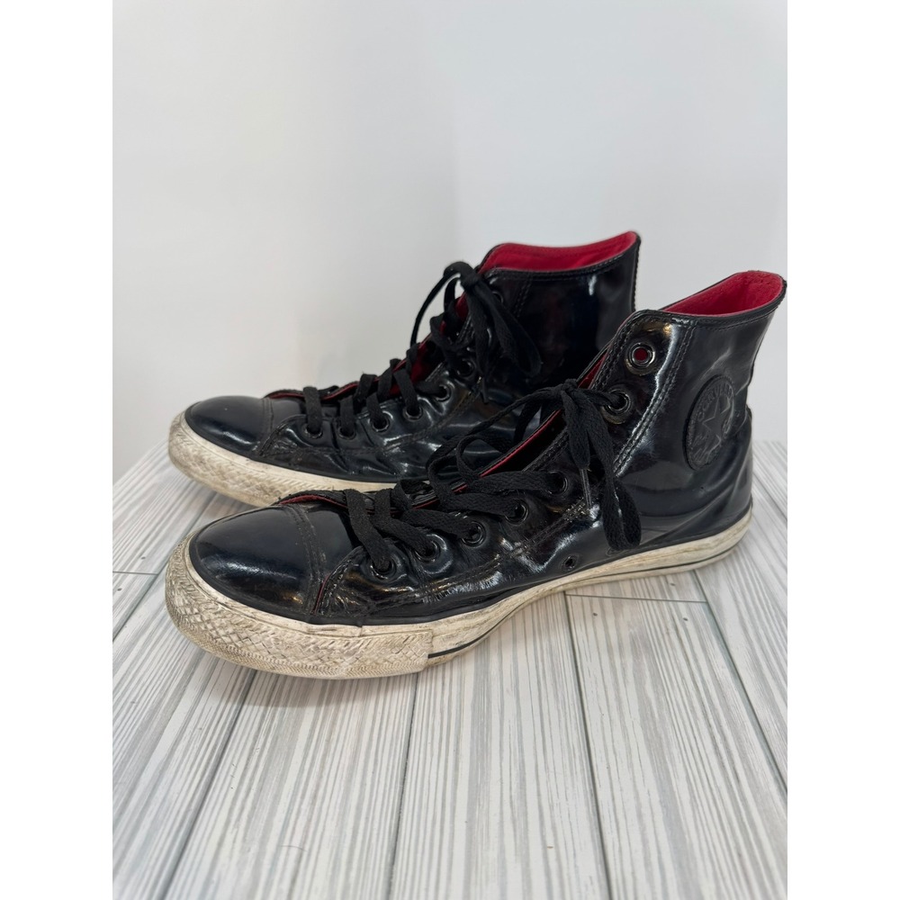 Converse All Star Chuck Taylor High Top‎ Black Patent Leather Sneakers Men's 10